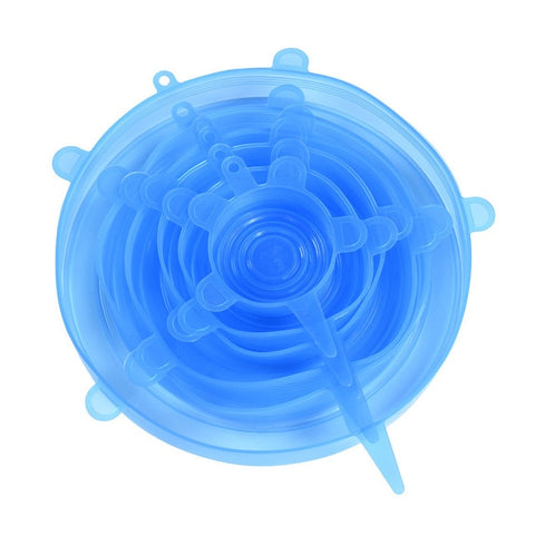 6Pcs Reusable Silicone Food Caps Dishes Covers Fruit Wrap tapas de silicona para alimentos Sealing Food Fresh Keep Stretch Lids